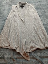 Cable  Gauge Open Knit Cardigan Sweater White Long Sleeve Small