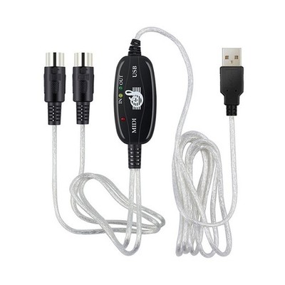USB IN-OUT MIDI Interface Cable Converter to PC Music Keyboard Adapter Cord5KAj