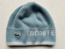 Vintage Lacoste Beanie Hat Wool Blend / Interior Silk One Size Blue Unisex