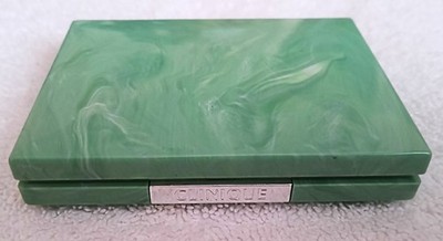 2003 Compact Green CLINIQUE MAKE UP CASE Flip Top Lid With Mirror Has No Make Up