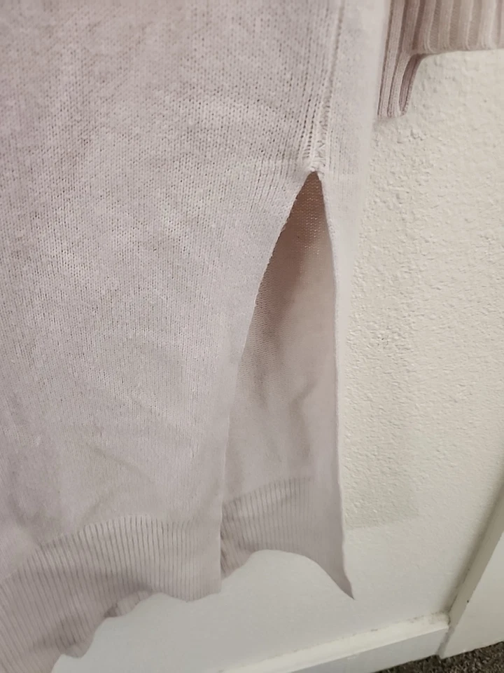 Womens 360sweater Wool Raccoon Yarn Beige White Open Front Cardigan Sz M - Image 4 of 4