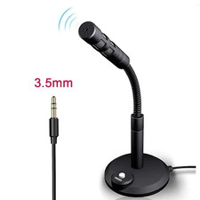 Mini 3.5Mm Studio Microphone USB Desktop Wire Gaming Mic Speech Mic Stand Holder