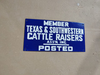 Porcelain Texas cattle raiser Enamel Sign 8 x 4 Inches