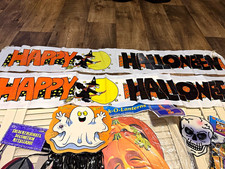 Happy Halloween Banner Party Decorations Lot w/ Pumpkin, Spider, Ghost Garland 4
