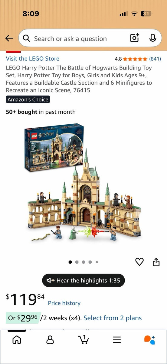 LEGO Harry Potter The Battle of Hogwarts 76415, 730 Pieces