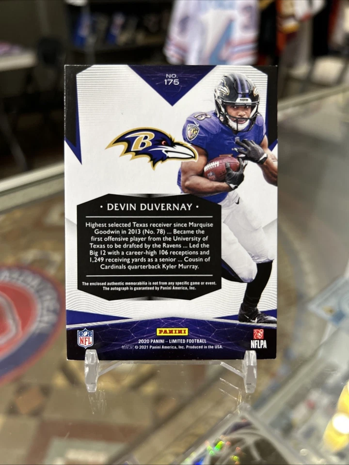 2020 Panini Limited #175 Devin Duvernay Rookie RC 3 Color Patch Auto SP /199!!! - Image 2 of 2