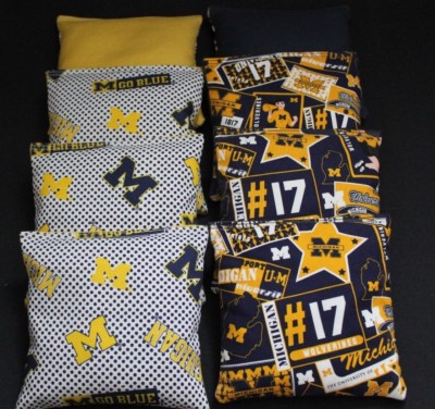 MICHIGAN WOLVERINES CORNHOLE BEAN BAGS SET DI 8 CORN HOLE BAG - Foto 3