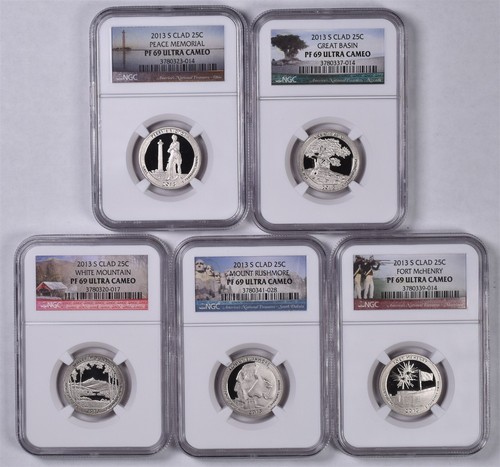 2013-S Clad ATB National Parks 5 Coins Set - NGC PF69 ULTRA CAMEO