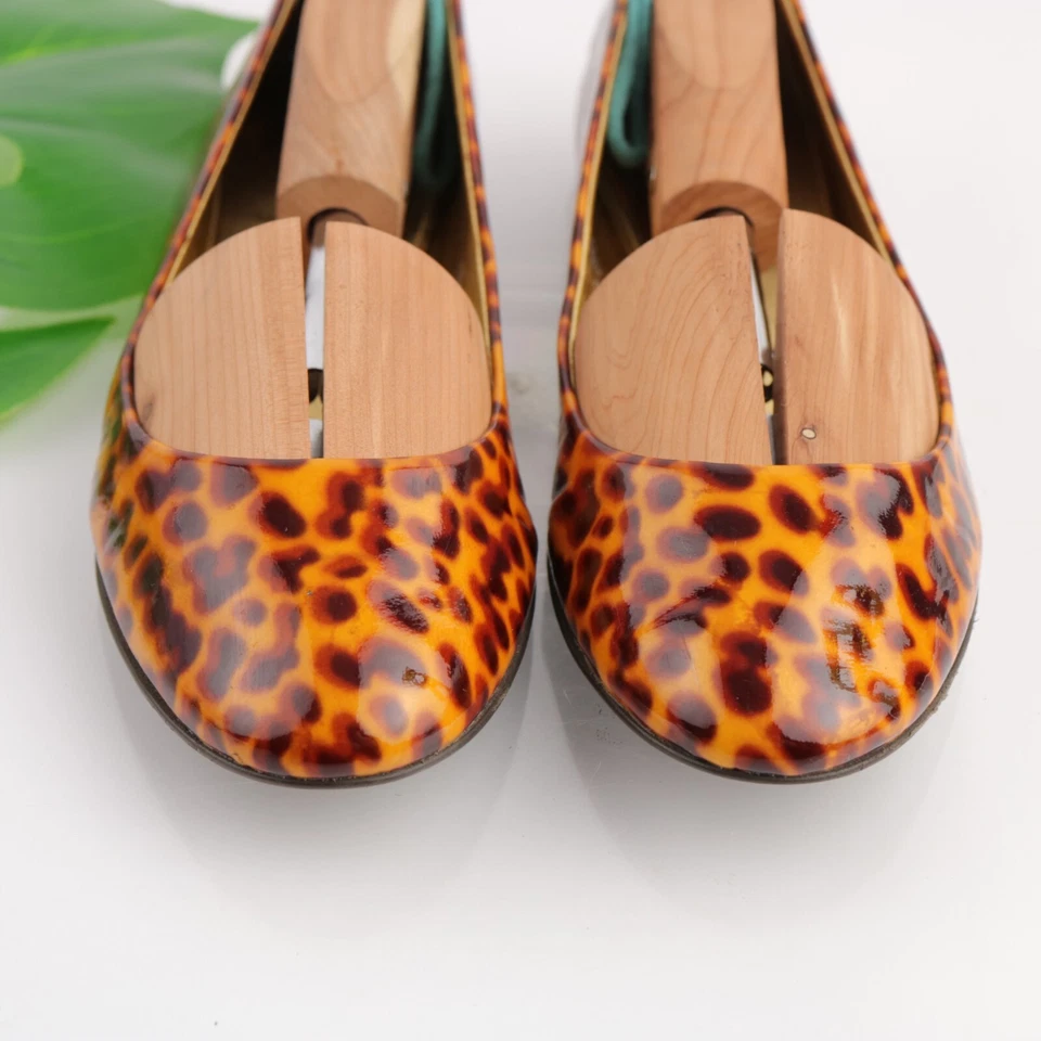 Zapato sin cordones J Crew para mujer de ballet talla 6,5 marrón tostado caparazón de tortuga charol Foto 3 de 4