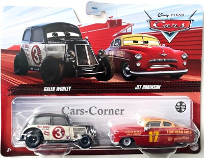 Disney Pixar Cars 3 Evolution Caleb Worley #3 & Jet Robinson #17 Set of 2 NEW MISB