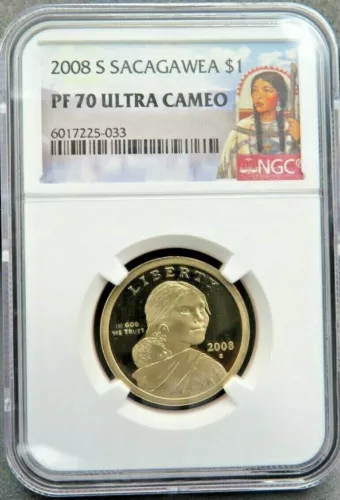 RARE 2008 S SACAGAWEA $1  NGC PF 70 UCAM LOW MINTAGE LOW POP