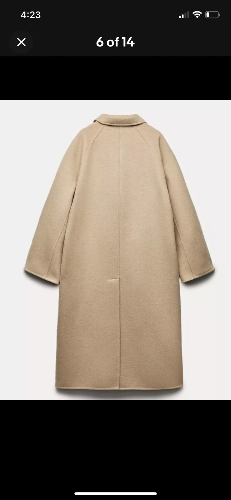 ZARA FW24 CAMEL DOUBLE FACED WOOL COAT M/L NWT image 6