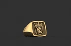 "Men's Custom Family Crest Signet Ring - Gold & Silver Lion Coat of Arms Jewelry