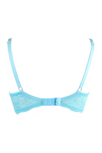 Designer Axami Mia Sheer Unlined Bra Underwire Lift Balconette Shimmer Aqua Blue - Picture 6 of 8