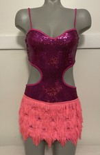 MARCIA ACTIVE WEAR Dance, Skating Adult Size Small Bodysuit Sequins Fringe