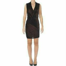 RACHEL ROY $119 NEW 12627 Pleated Metallic Surplice Sheath Womens Dress~Sale!!!!