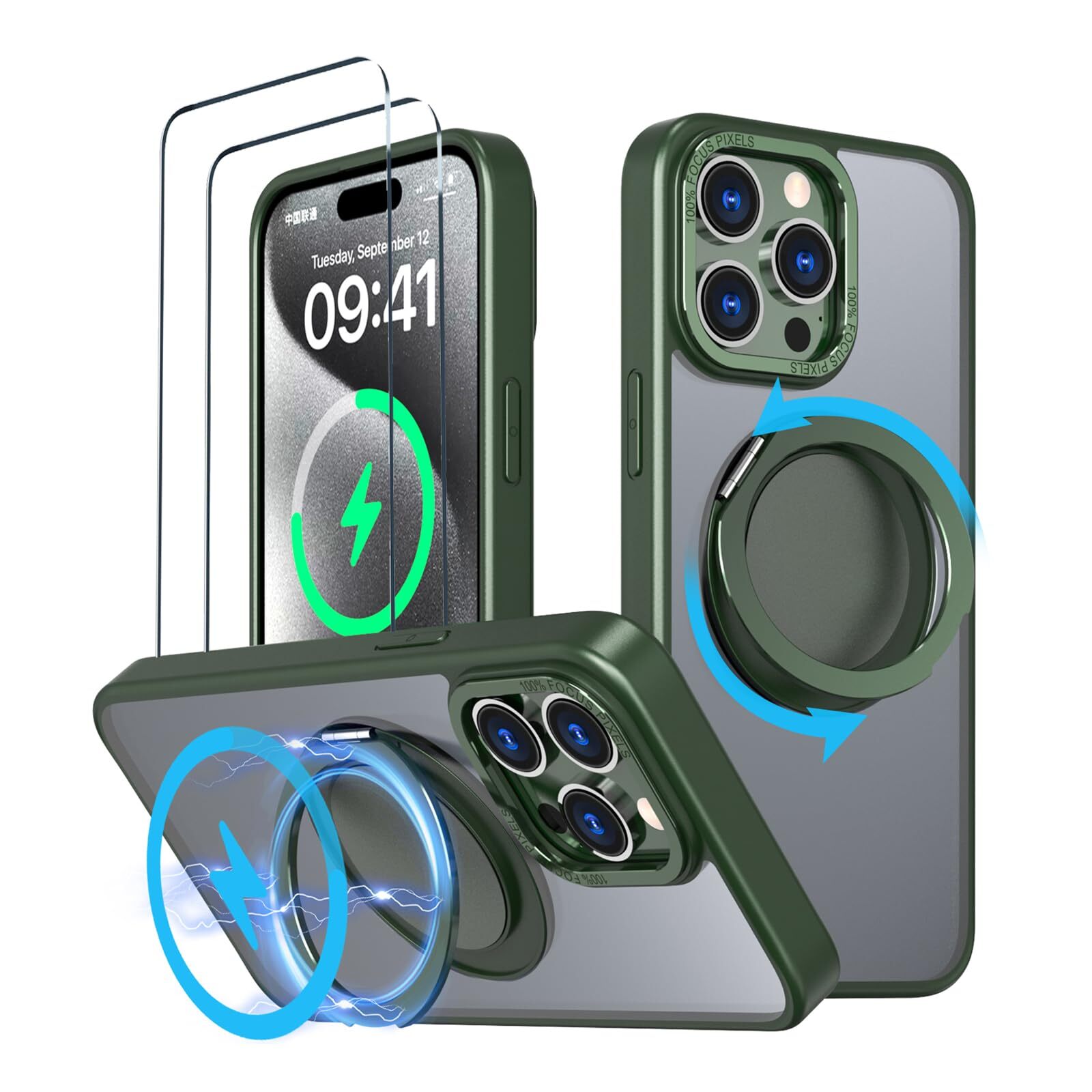 Stand function compatible with Magsafe HCXLYP for iPhone 15 Pro Max case mu 309