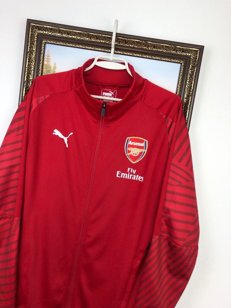 Arsenal Puma Football Jacket Soccer Track Top Mens Red Gunners