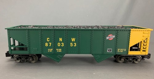 S Scale K-Line K511-036 C&NW Ribbed 2-Bay Hopper With Coal Load S0137 - Picture 2 of 7