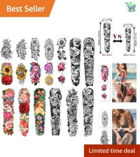 Waterproof Temporary Tattoo Set for Full and Half Arm - 18 Sheets Collection