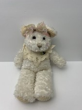 First  Main White 11" Teddy Bear with Bow  Lace Collar - CHIFFON 1254 - Soft