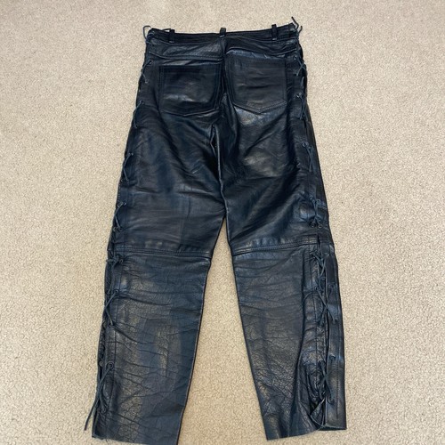 Pantalone vintage nero in vera pelle taglia 32X27 - Foto 2 di 7