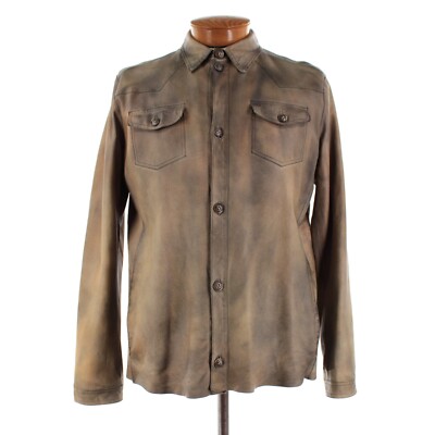 Di Bello NWD Distressed Leather Overshirt / Jacket Size 52 (L US) In Rust