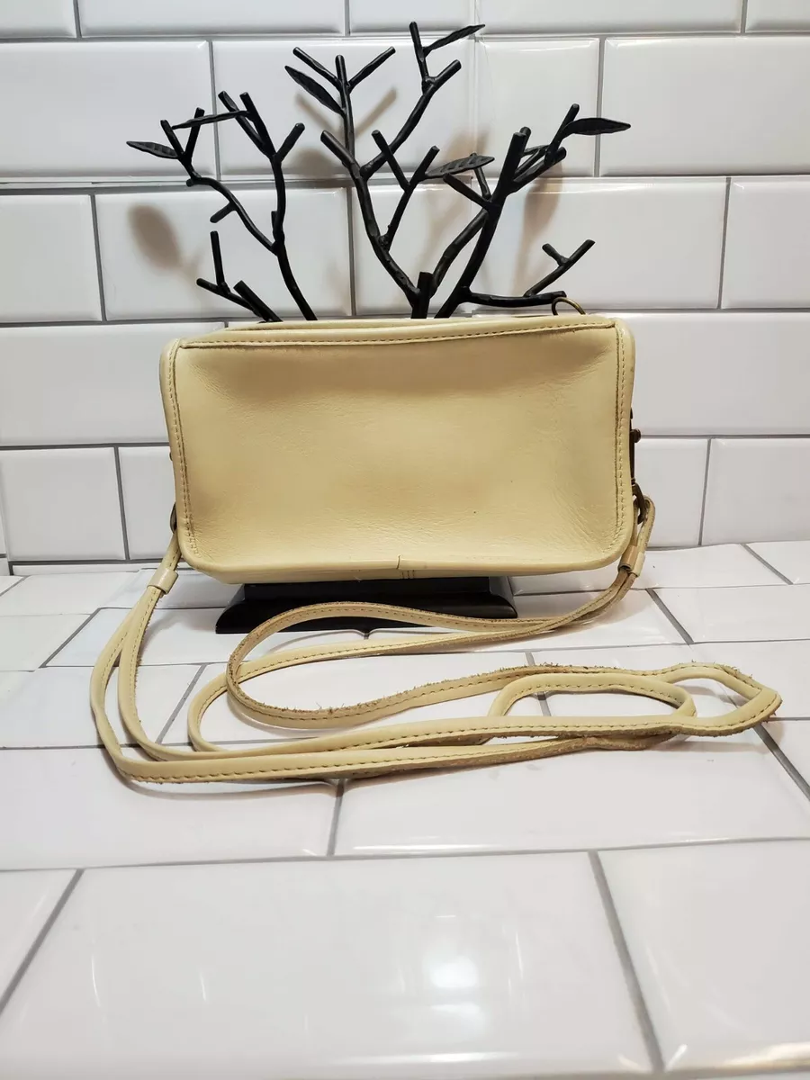 Small Supple Leather Off White Shoulder Purse with Gold Hardware