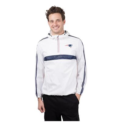 Ultra Game Men's New England Patriots Pullover Hooded Jacket White Medium