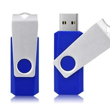 Kootion USB 2.0 2PCS 64GB Metal Swivel Flash Drive Memory Stick Thumb Drive Blue