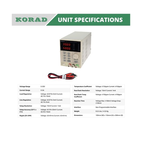 KORAD KA3005D - Precision Variable Adjustable 30V, 5A DC Linear Power Supply ... - Picture 6 of 7