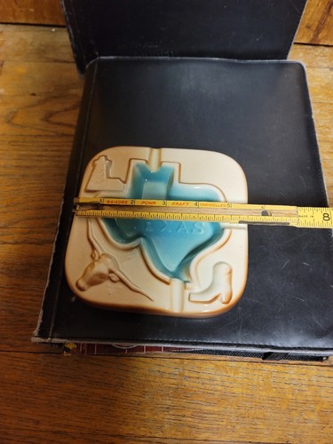 Texas Ashtray Ceramic VTG Novelty Smoking Brown 4 Slot Western - Picture 2 of 8