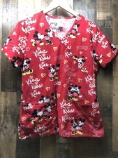 Disney Mickey  Minnie Scrub Top Size Small