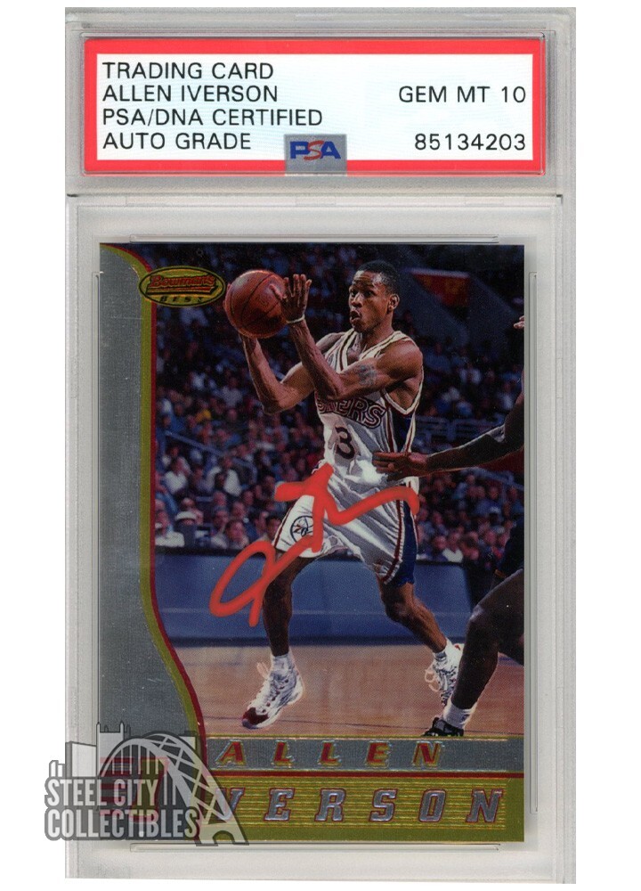 Allen Iverson 1996-97 Bowman's Best Autograph Rookie Card #R1 PSA/DNA 10 (Red)