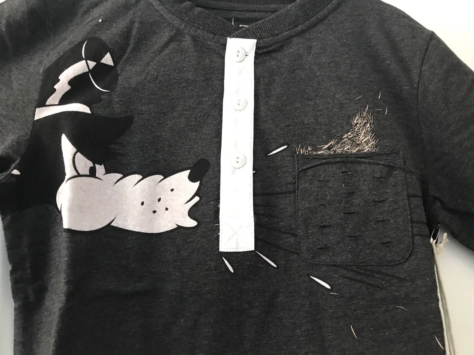 Mini Shatsu Boys Nwt Big Bad Wolf Huff & Puff Hay Henley Shirt Size 10 - Image 2 of 4