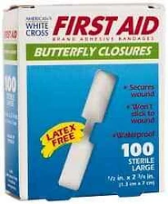 100 Pack Medique Butterfly Self-Adhesive Bandages