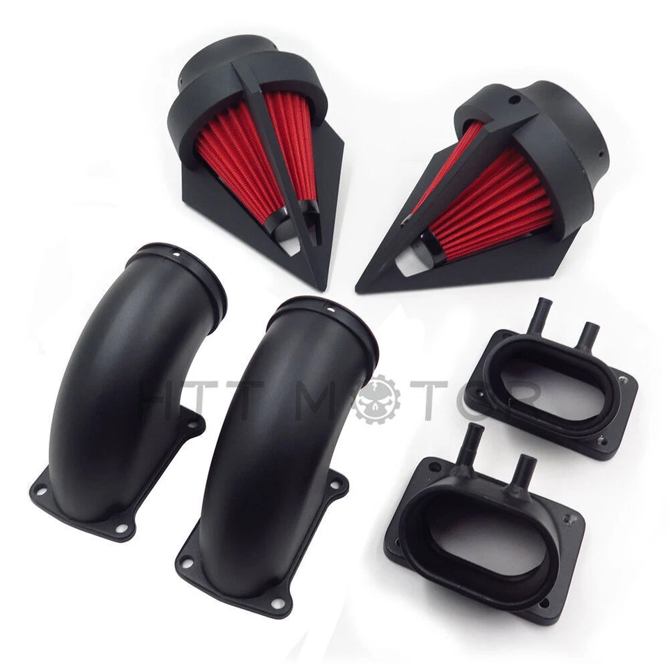 Kit de entrada de filtro vermelho limpador de ar duplo preto entrada para Suzuki Boulevard M109R - Imagem 2 de 4