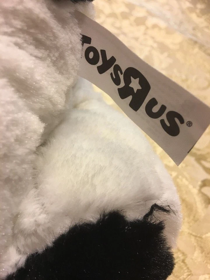 Nuevo con etiquetas Toys R US Negro Blanco Vaca Peluche Toro Marrón Cuernos 14" 2010 Foto 4 de 4