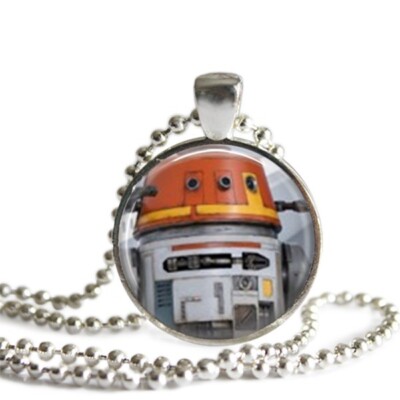 Ahsoka Droid Chopper 1 Inch Silver Plated Star Wars Pendant Necklace Handmade