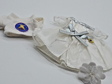 Build a Bear Smallfries Mini Bridal Communion Dress White Flower Earpiece Tee