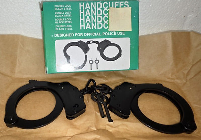 MTech USA  4508-DLB Series Double-Lock Handcuffs Carbon Steel, Nickel Black, NIB