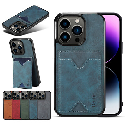 Leather Magnetic Stand Card Pocket Case Cover For iPhone 15 Pro Max 14 13 12 