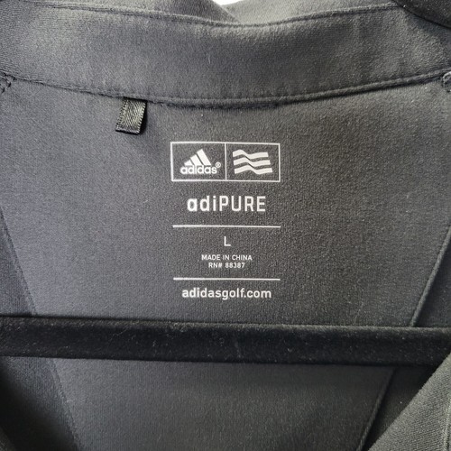 Adidas Golf adiPURE Polo Womens L Collared Shirt Black Ribbon Panel Athletic - Picture 2 of 12