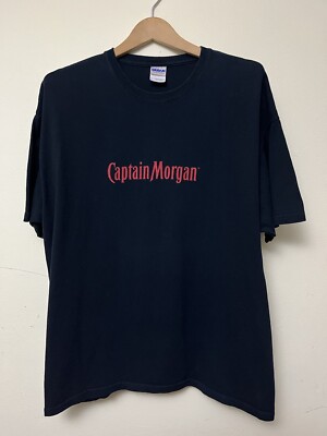 Vintage Captain Morgan Rum Tshirt Size XL Y2k Promo Shirt Center Spell out