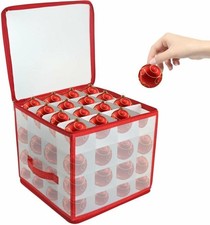Christmas Ornament Storage Box,4 Tier Christmas Storage Box with Lid