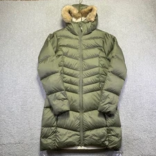 Mountain Hardwear Puffer Jacket Eomens Small Green Down Parka Fur Hood Lined