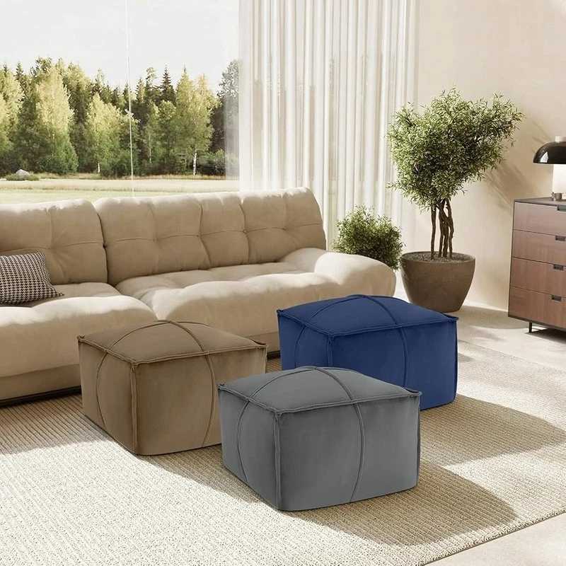 Puf redondo relleno otomano reposapiés moderno reposapiés de espuma suave sala de estar nuevo Foto 3 de 4