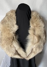 Vintage 1970's Fur Collar with Satin Lining 43" x 5" Notched Peak Lapel Style