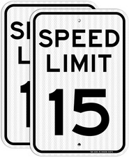  2 Pack Speed Limit 15 MPH Sign, Slow Down, Traffic Sign, 18" X 12" Engineer Gr