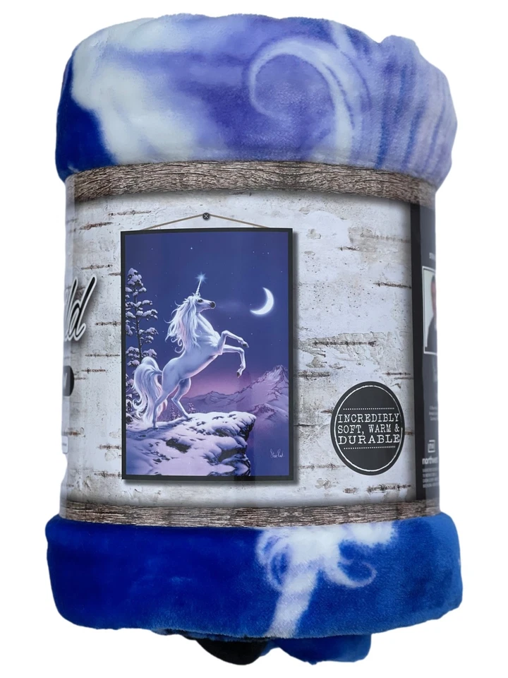 Manta de felpa American Heritage Royal Unicornio, "límite de nieve" azul 50" X 60" Foto 2 de 2